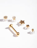 Gold Surgical Steel Star Flat Back 6-Pack