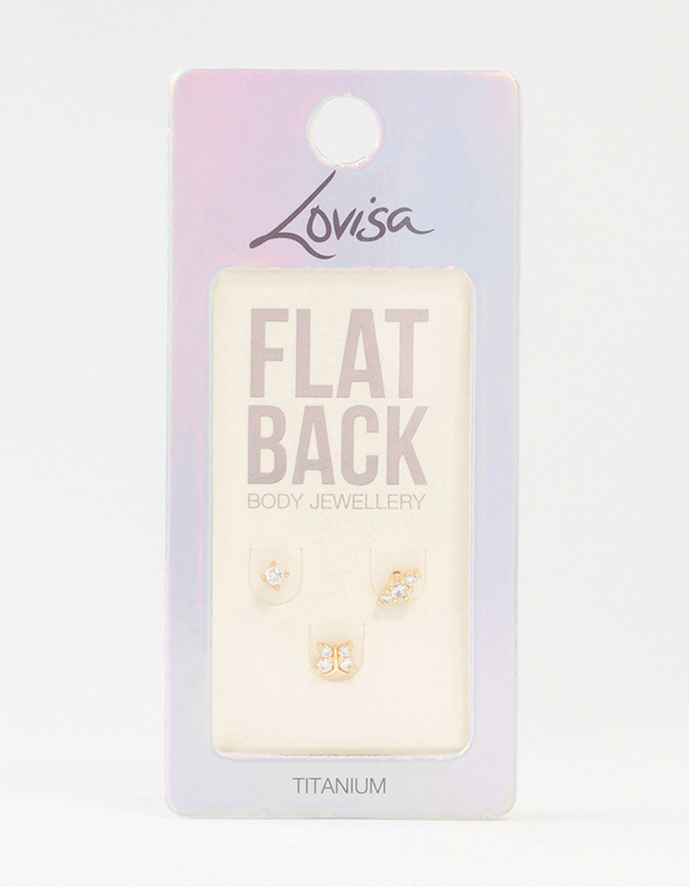 Gold Titanium Cubic Zirconia Butterfly Flat Back Pack