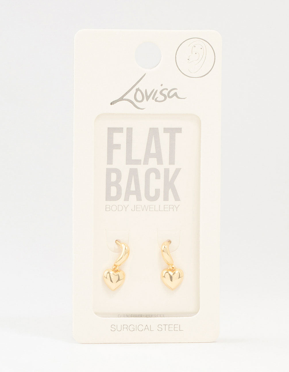 Gold Plated Surgical Steel Heart Drop Flat Backs 2-Pack