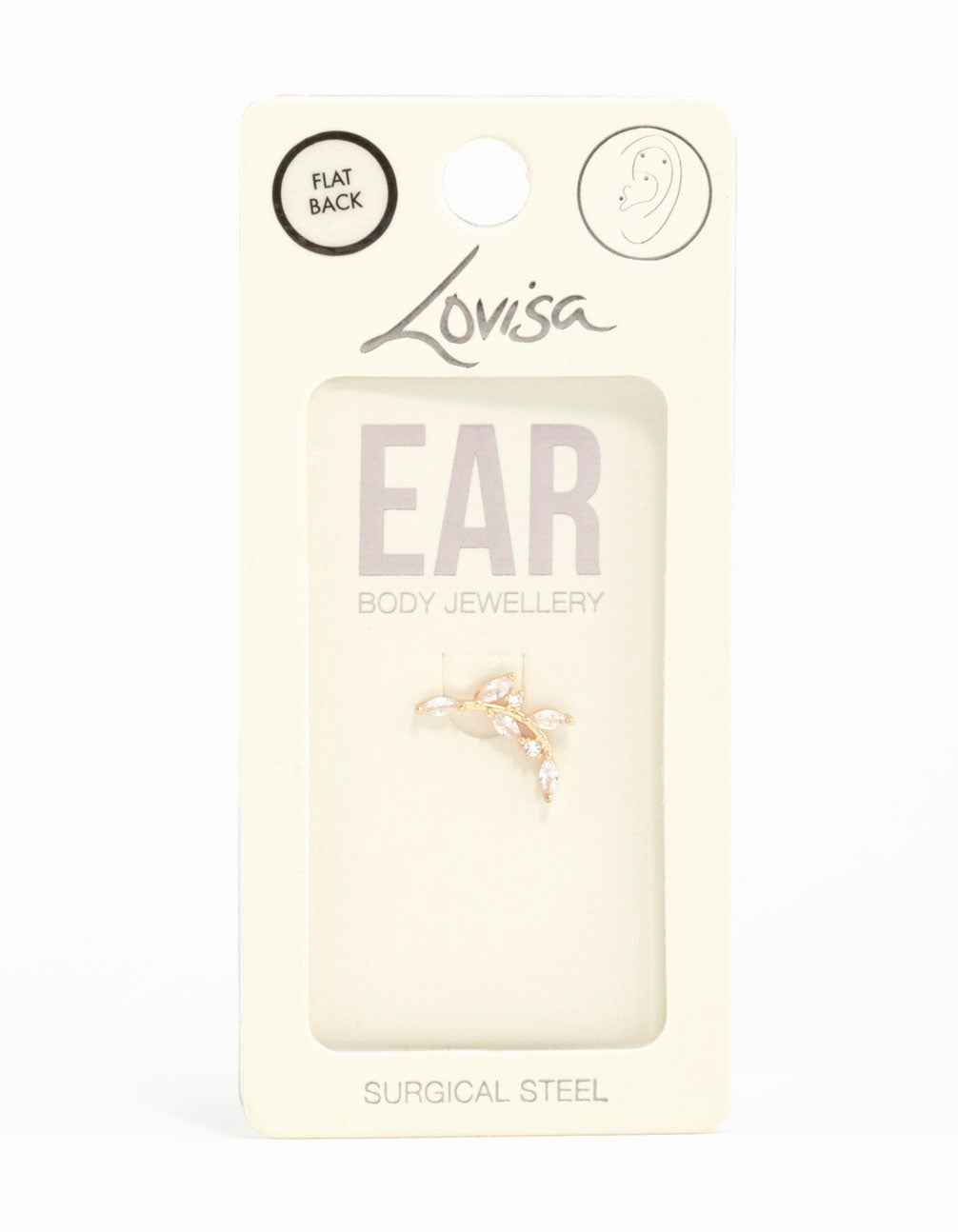Gold Plated Surgical Steel Curved Vine Single Flat Back